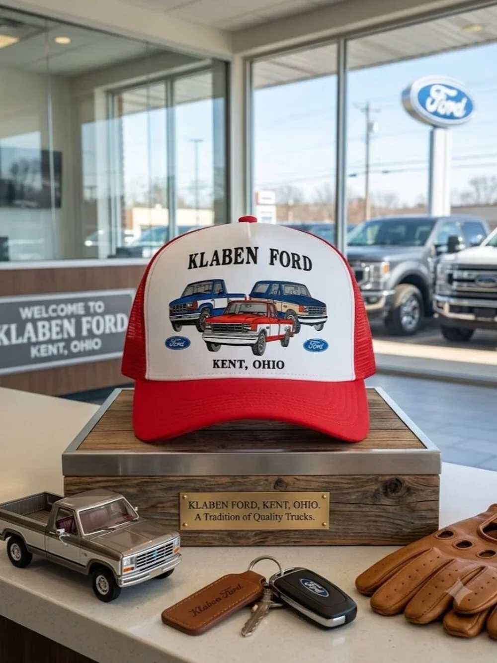 Retro Klaben Ford Trucks Foam Trucker Hat Red White OBS Offroad SUV Bronco 80s